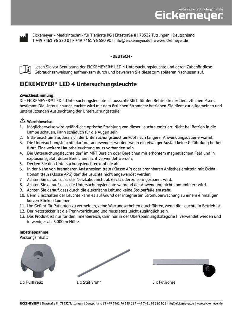 

Undersøgelseslampe LED 4 Manual (Tysk, Engelsk)


