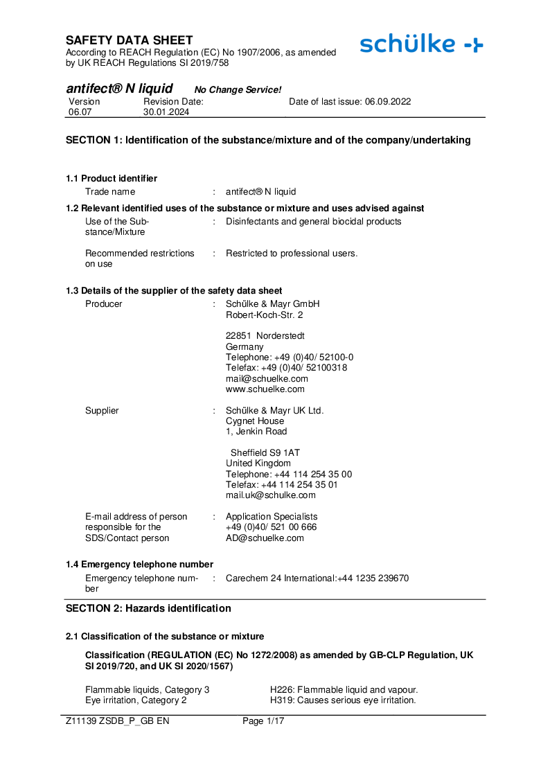 

Antifect N – Hurtigdesinfektion, 5 l

