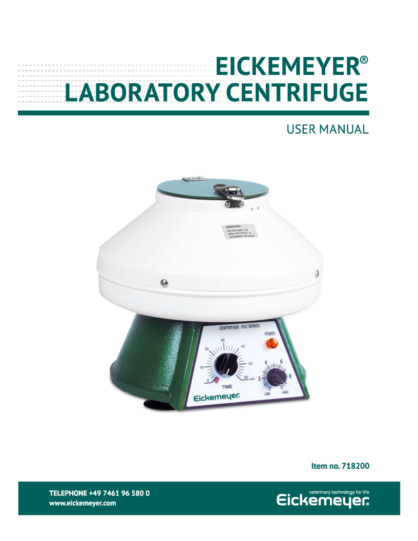 

EICKEMEYER® Standard centrifuge Manual (Engelsk)

