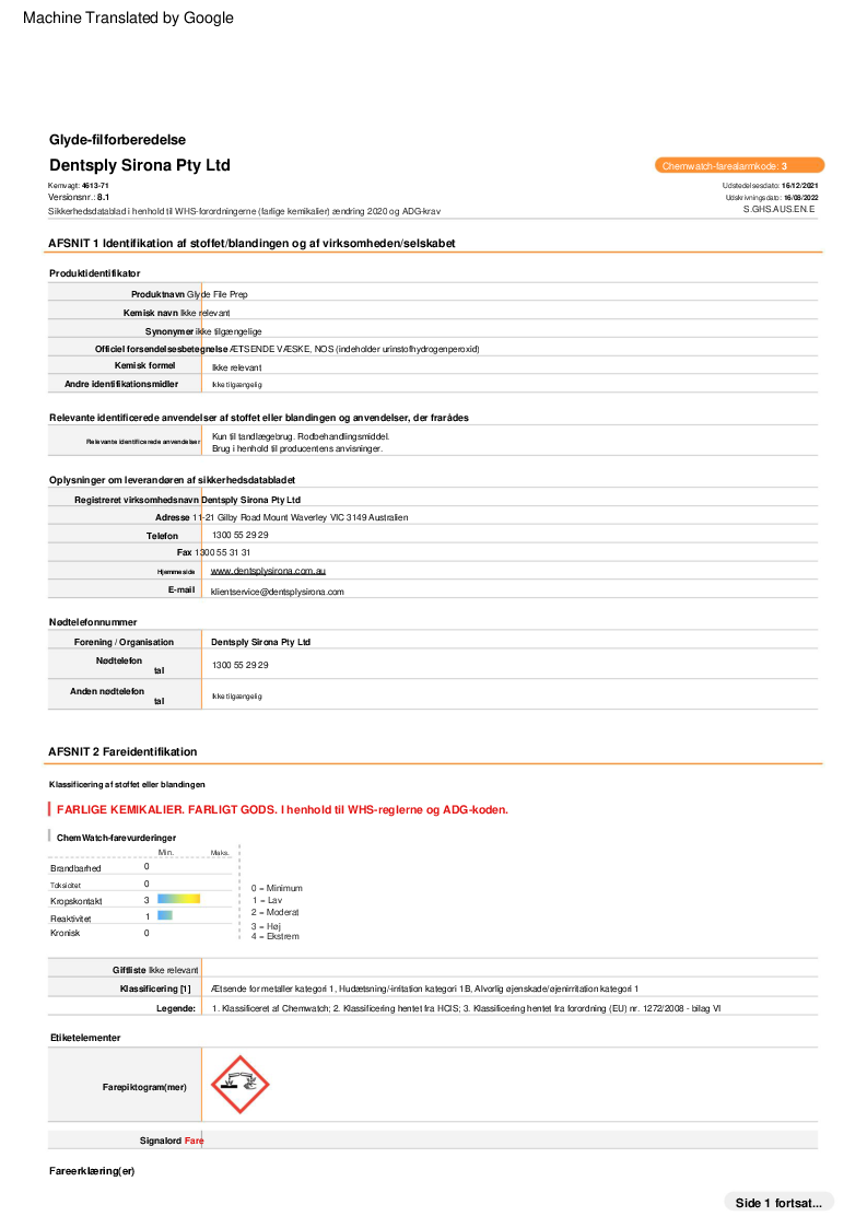 

Glyde File Prep Sikkerhedsdatablad (Dansk)

