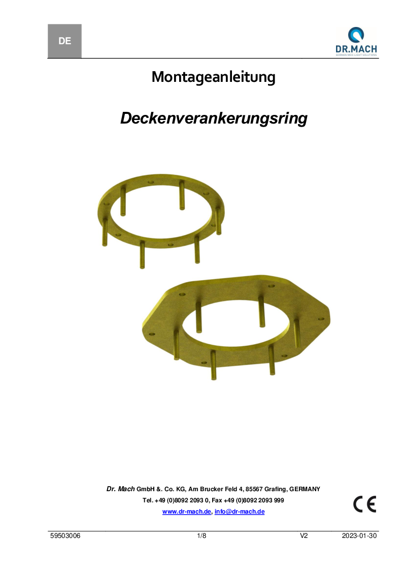 

Loft montage ring D = 400 mm, til dobbelt lamper

