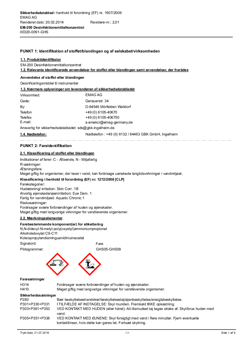 

EM 200 Sikkerhedsdatablad

