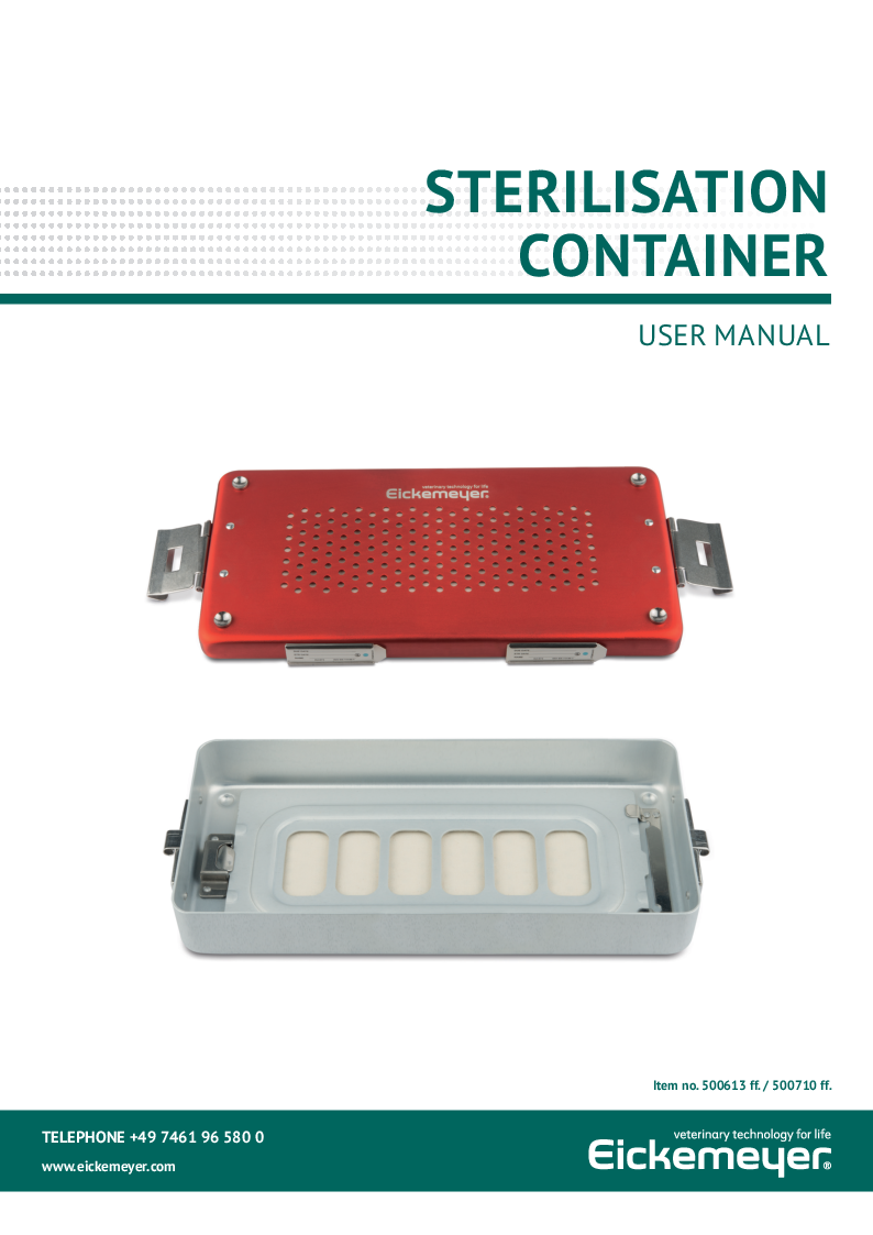 

Instrumentæske autoklaverbar, inkl varenr 500613, 500511, 500714, 981703 manual

