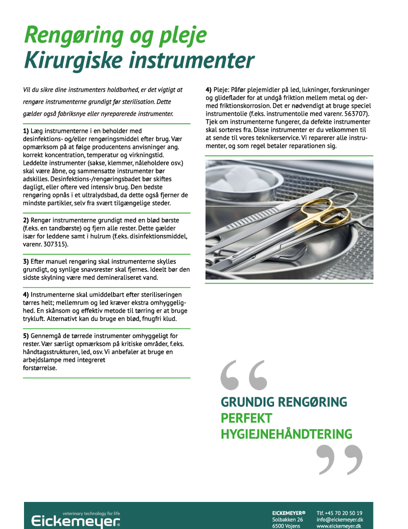 

Rengøring og pleje, Kirurgiske instrumenter

