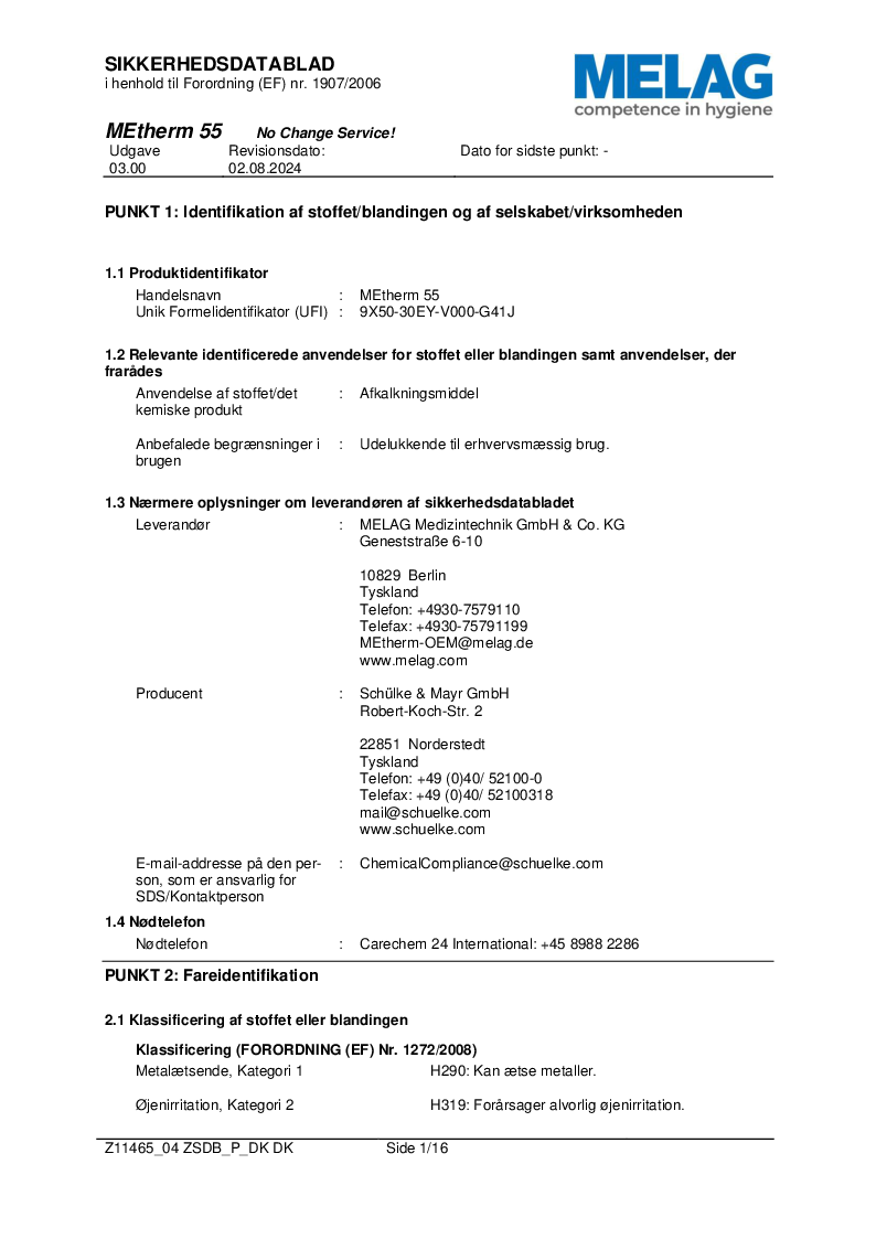 

MEtherm 55 Sikkerhedsdatablad (Dansk)

