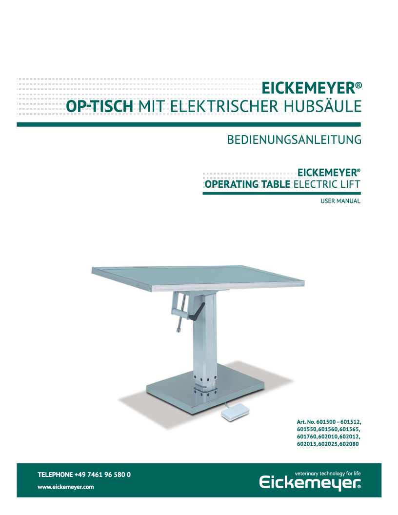 

OP Bord Brugermanual (Tysk, Engelsk)

