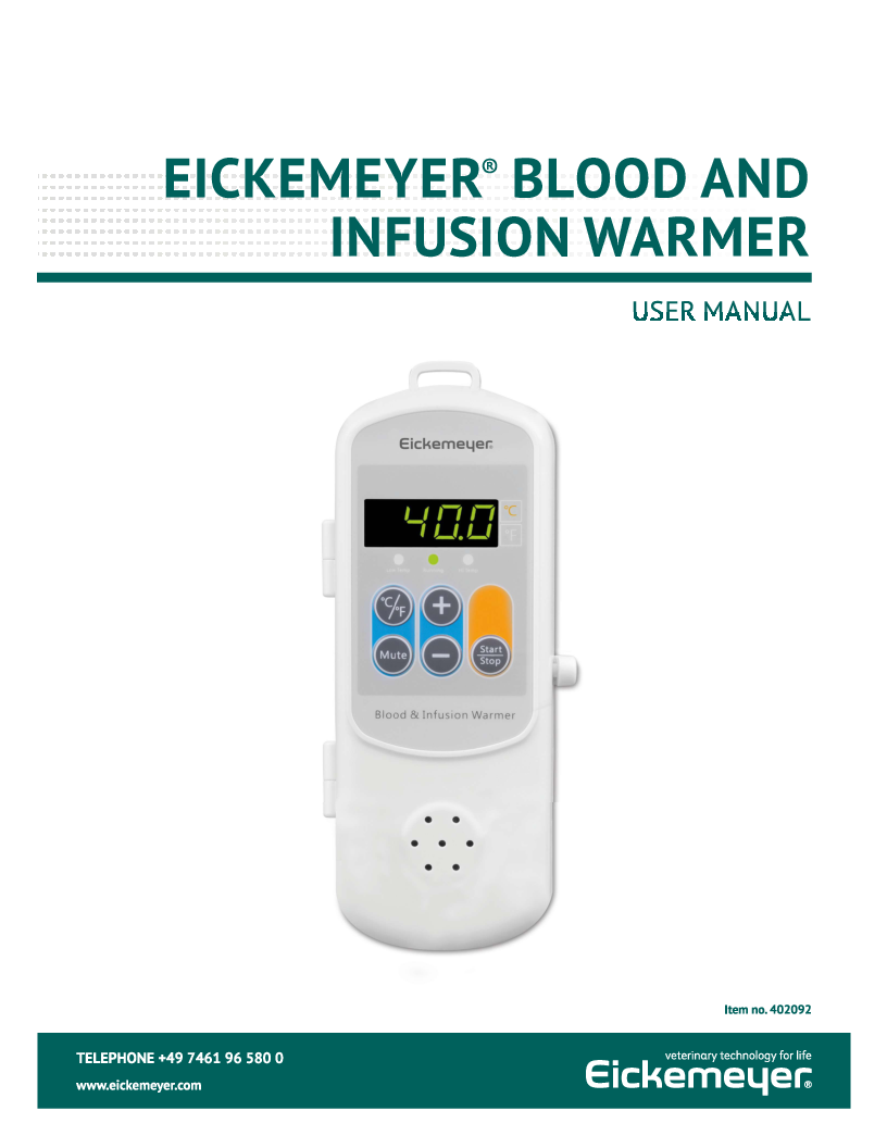 

EICKEMEYER® Blod  og infusionsvarmer (Engelsk)

