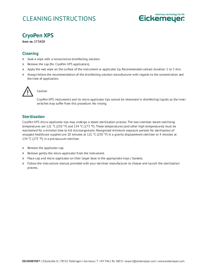 

CryoPen XPS Rengøringsinstruktion

