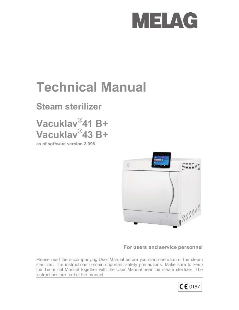 

MELAG SteriHero Speed+ inkl. 2 bakker Teknisk manual

