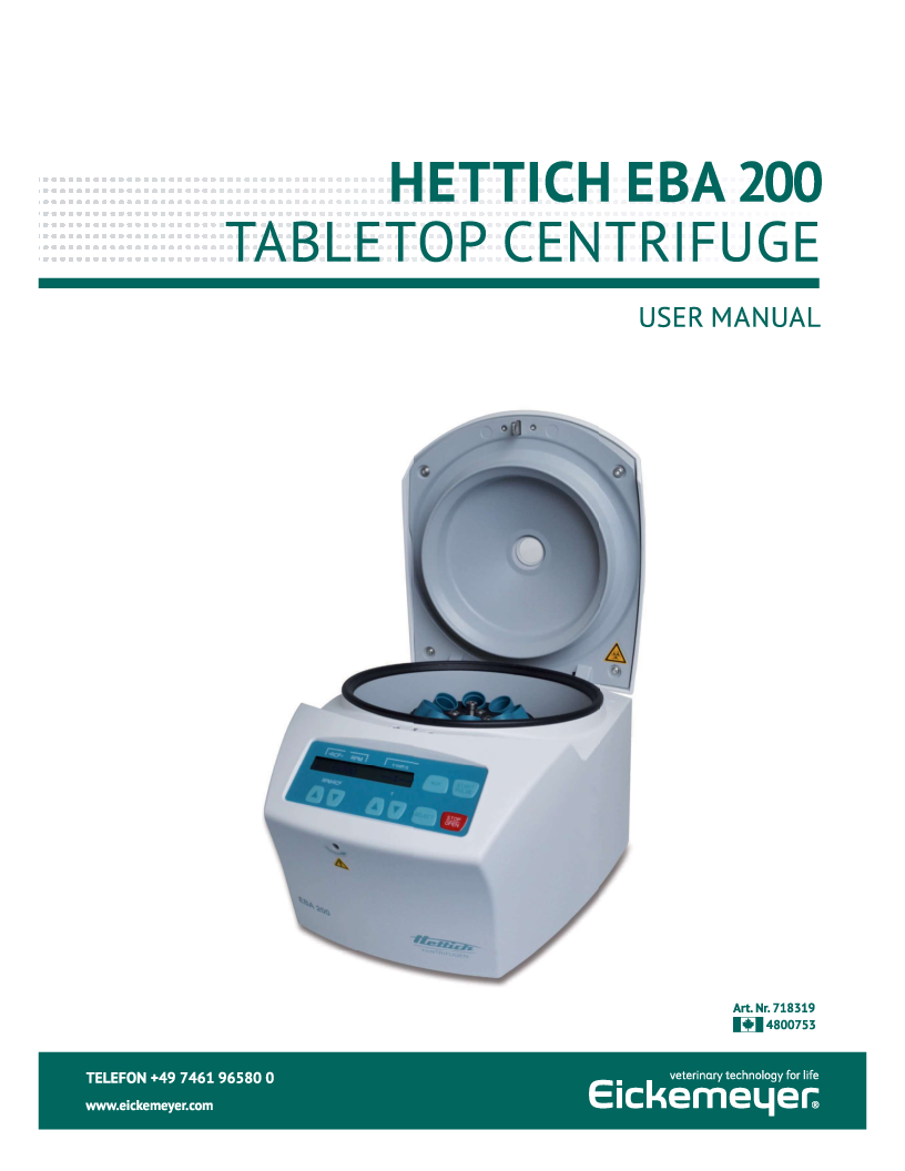 

Bordcentrifuge HETTICH EBA 200, 8 rørs rotor

