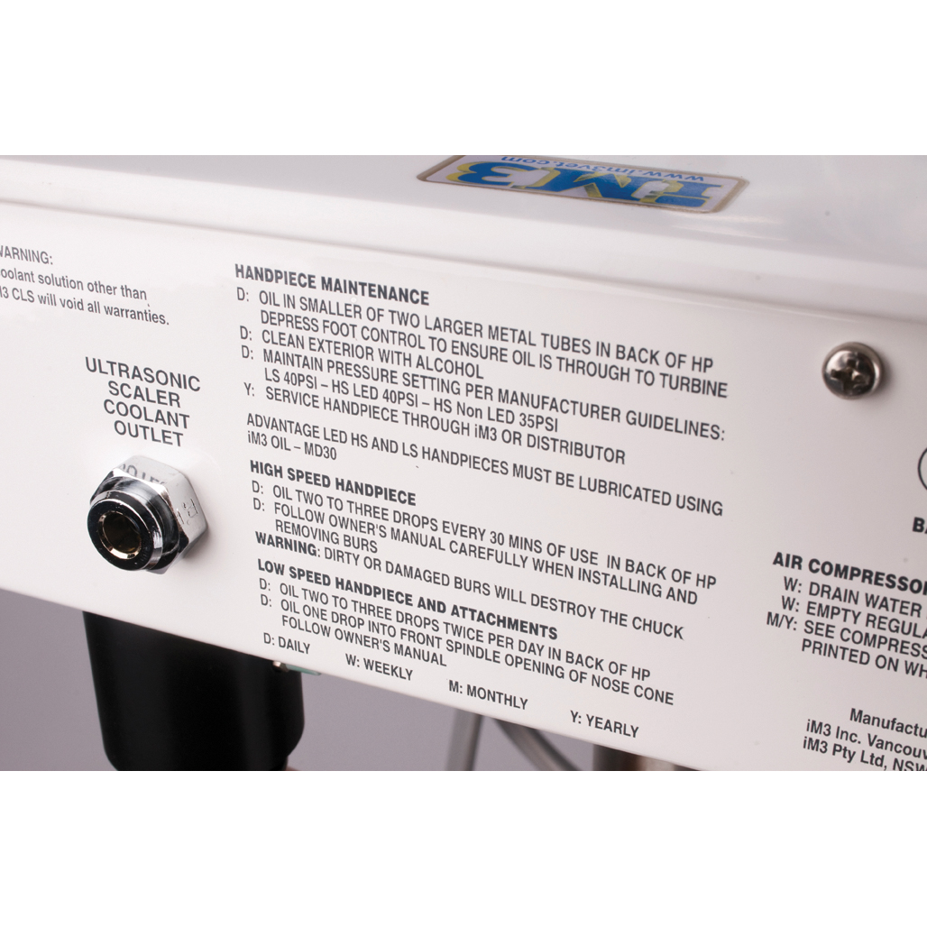 Tandunit Elite LED dental med håndstykker, sug og lydsvag oliefri kompressor på stativ